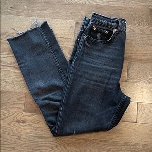 Zara Charcoal Distressed Denim